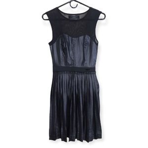 Guess faux leather sheer pleated bottom dress (XS)